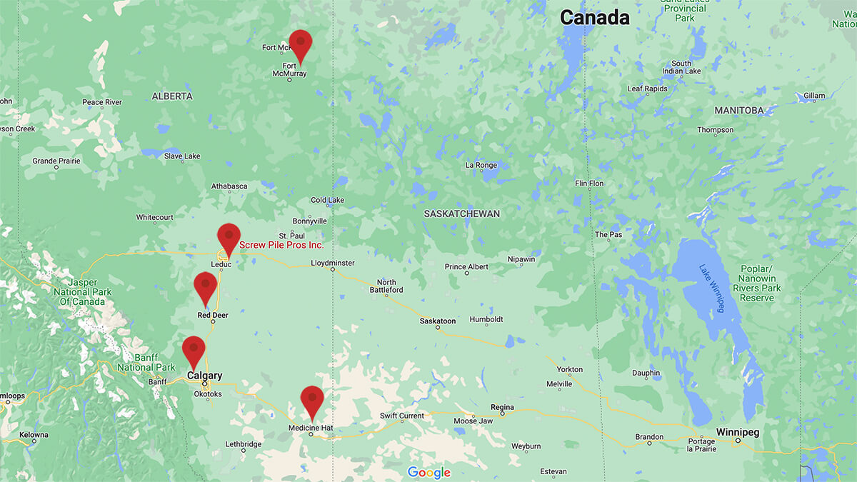 Map of the Screw Pile Pros locations